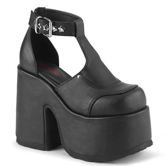 DemoniaCult Sandales féminines CAMEL-103 Cuir végétalien BLK