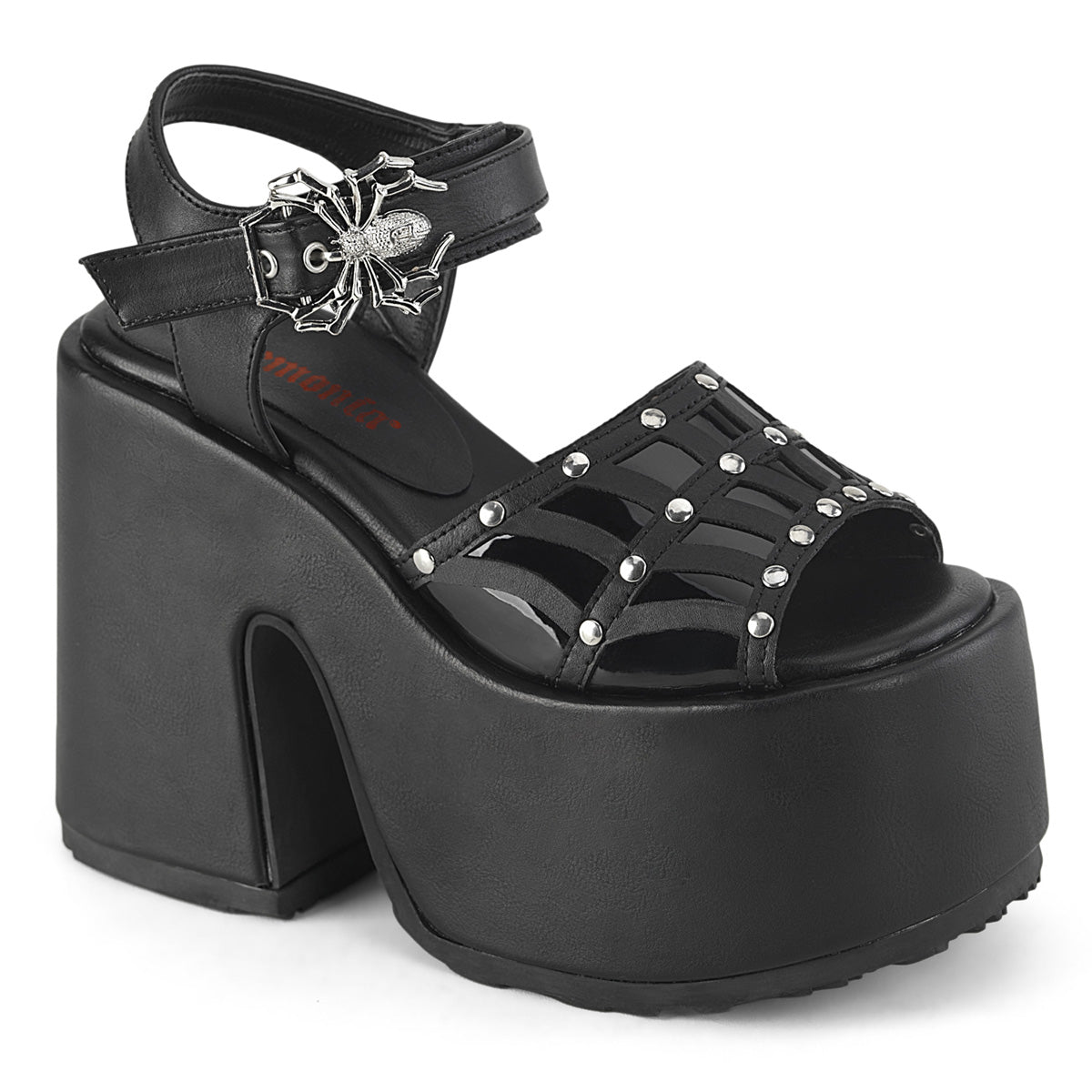 DemoniaCult Sandals CAMEL-17 Blk Vegan Leather