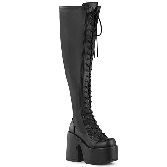 DemoniaCult  Bottes CAMEL-300wc Blk Str Vegan Leather