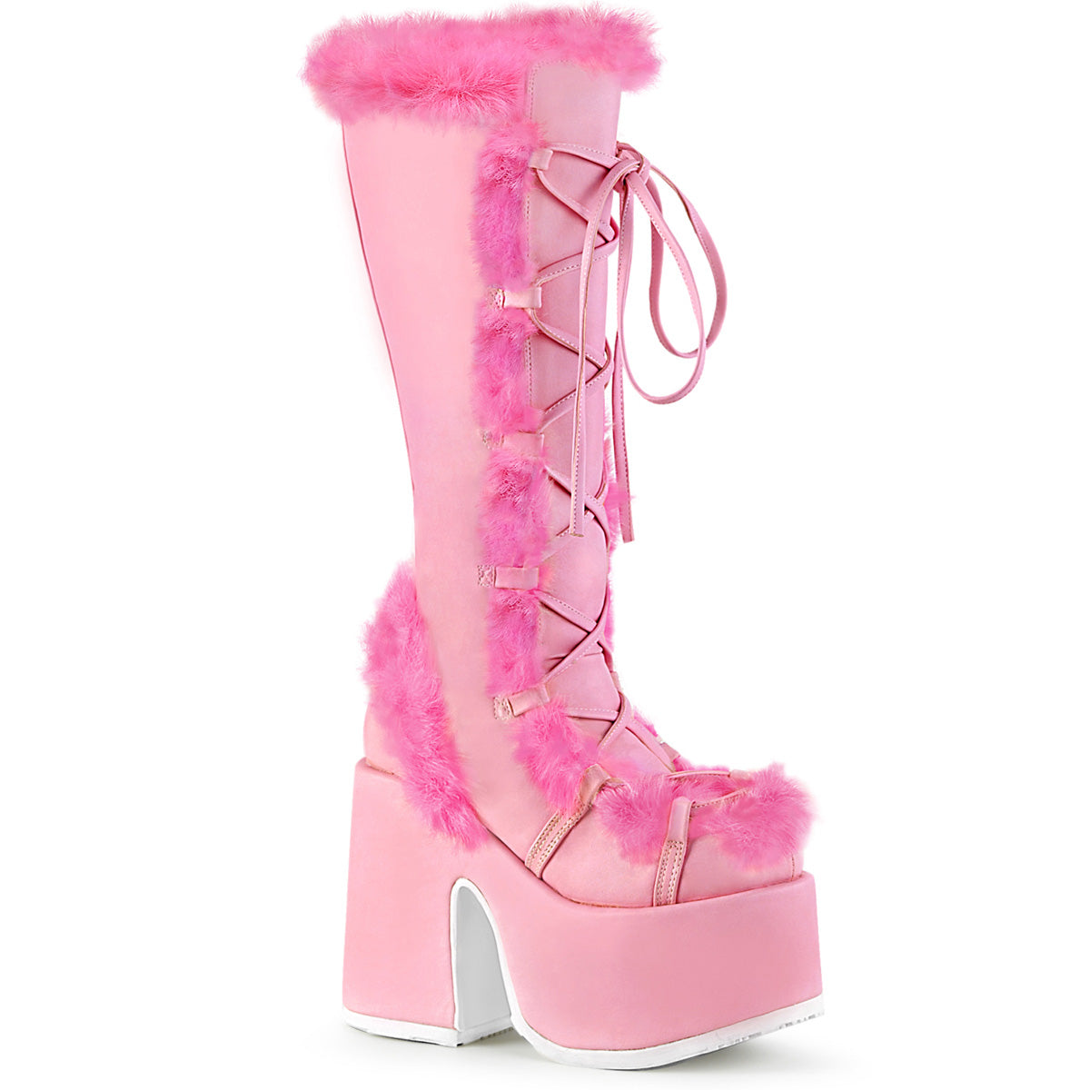 DemoniaCult Boots CAMEL-311 B. Pink Vegan Leather