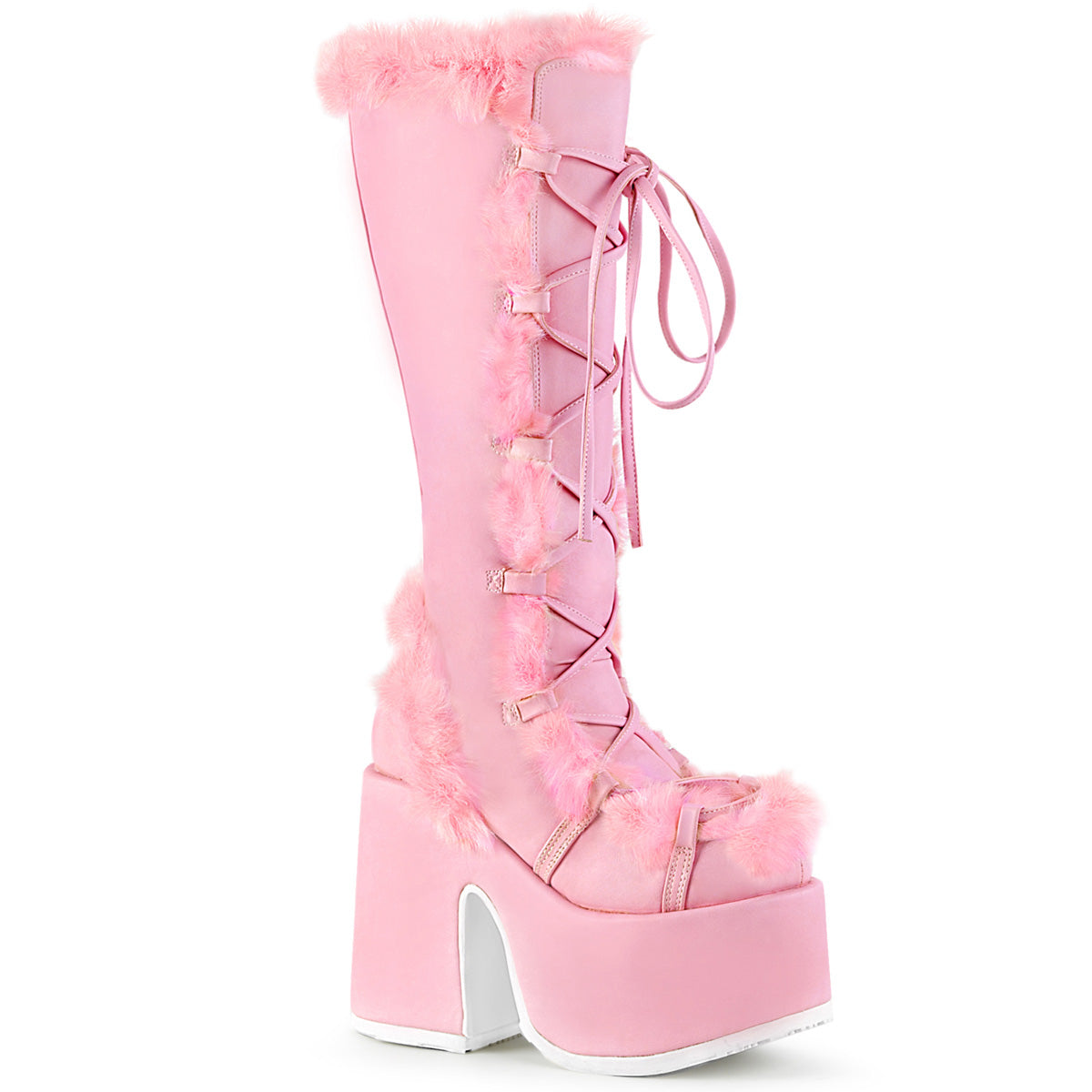 DemoniaCult Boots CAMEL-311 Pastel Pink Vegan Leather