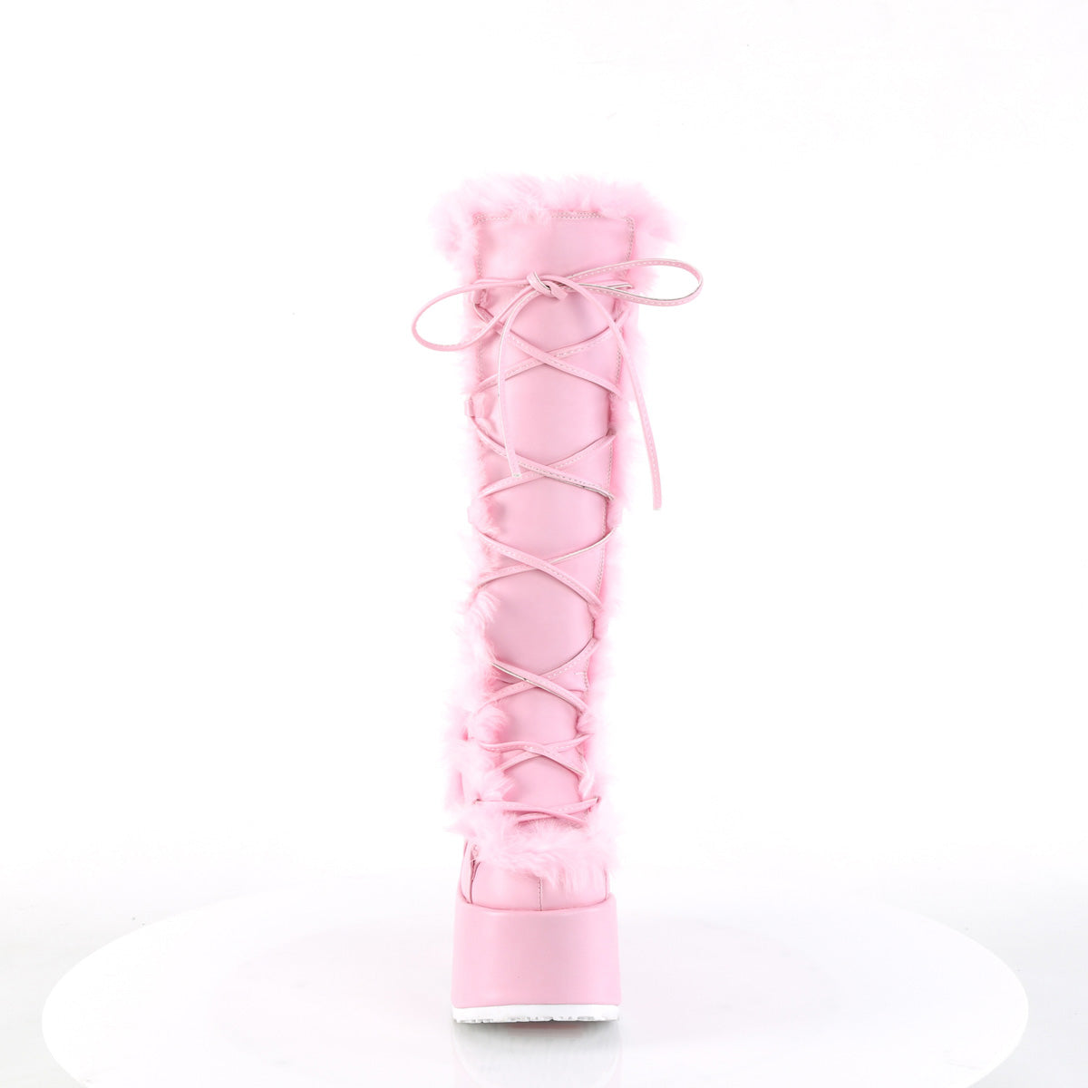 DemoniaCult Boots CAMEL-311 Pastel Pink Vegan Leather