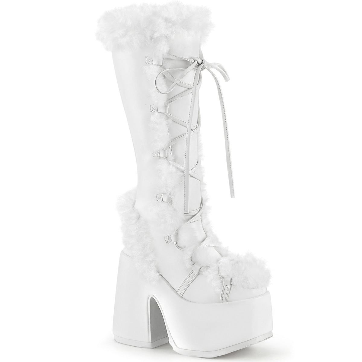 DemoniaCult Bottes de femmes CAMEL-311 Wht Vegan Leather