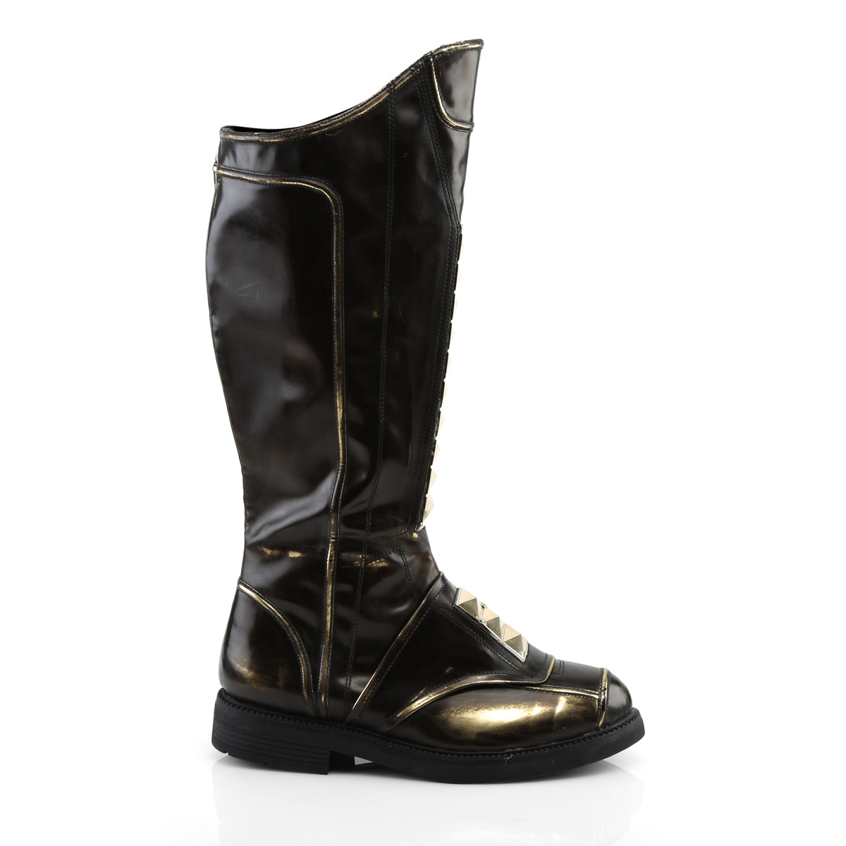 Funtasma Bottes pour hommes CAPTAIN-115 BLK RUB-OFF PU W / TONE GOLD