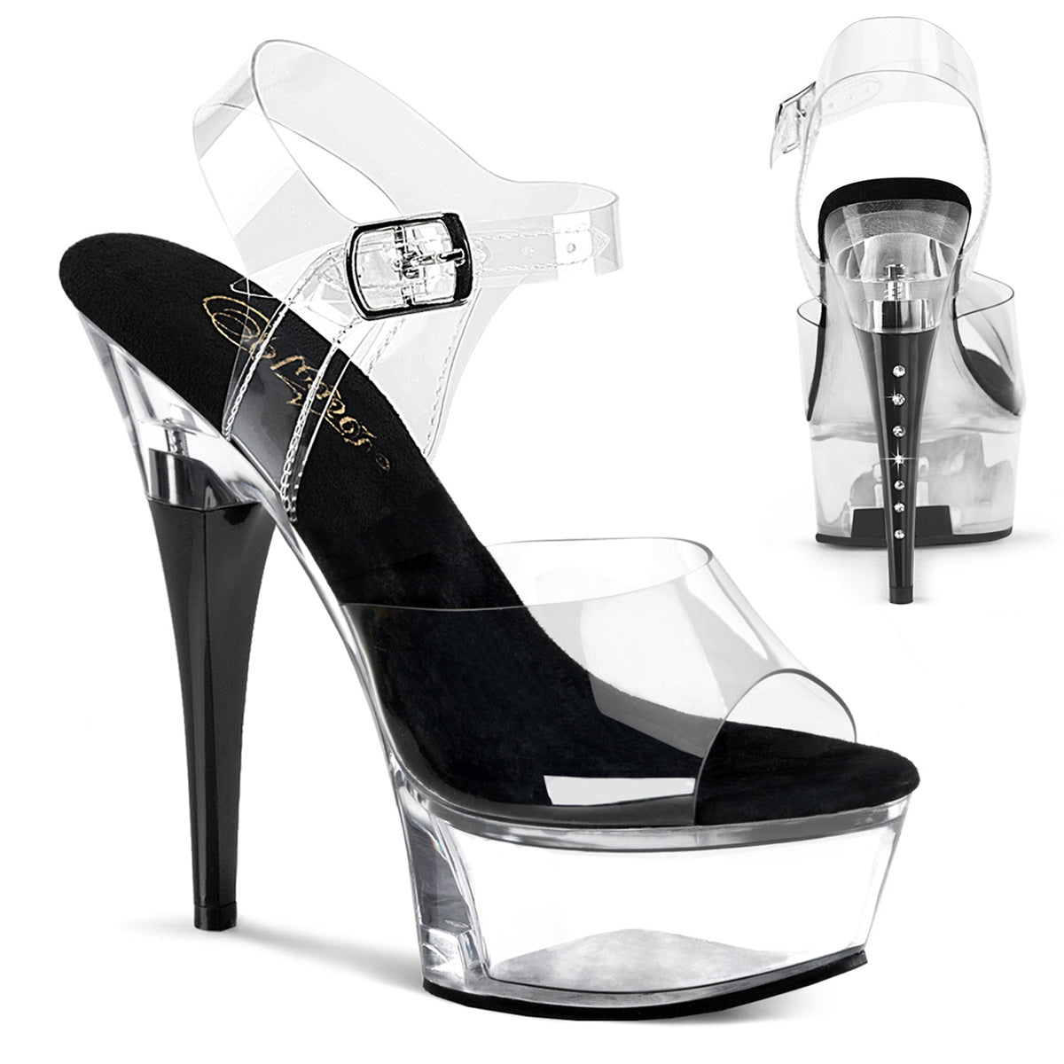 Pleaser Women's Platform Shoes CAPTIVA-608 Clr-Blk/Clr