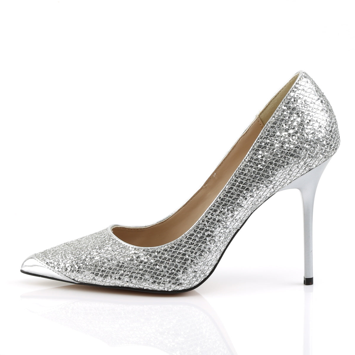 Pleaser Womens Pumps CLASSIQUE-20 Slv Glittery Lame Fabric