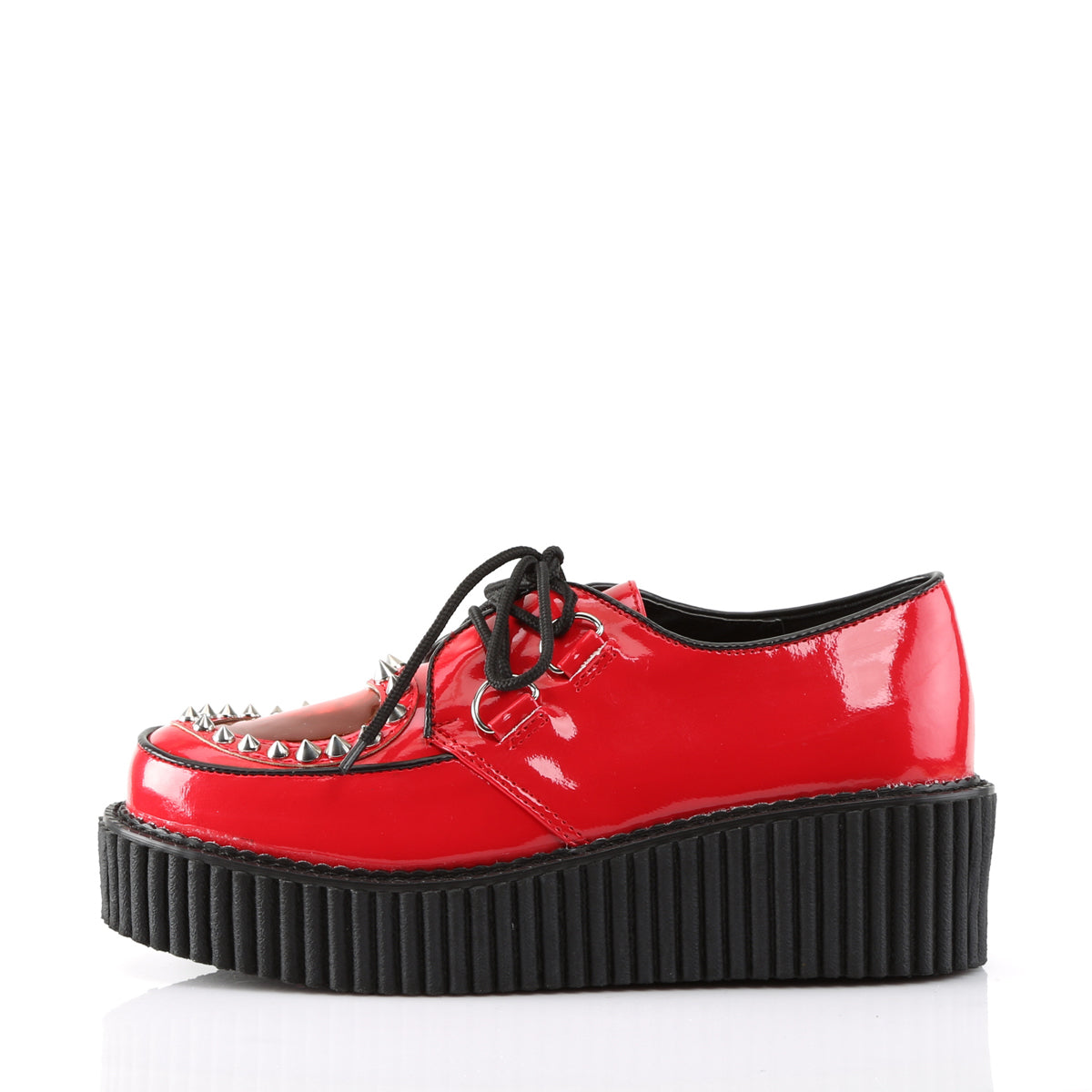 DemoniaCult Womens Low Shoe CREEPER-108 Red Pat-Pvc