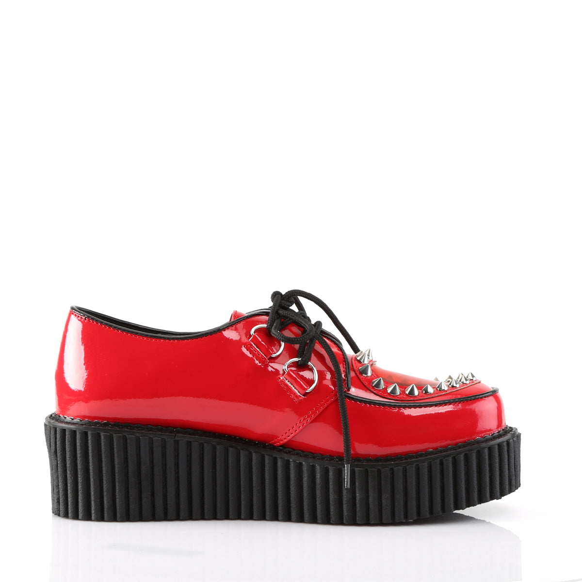 DemoniaCult Womens Low Shoe CREEPER-108 Red Pat-Pvc
