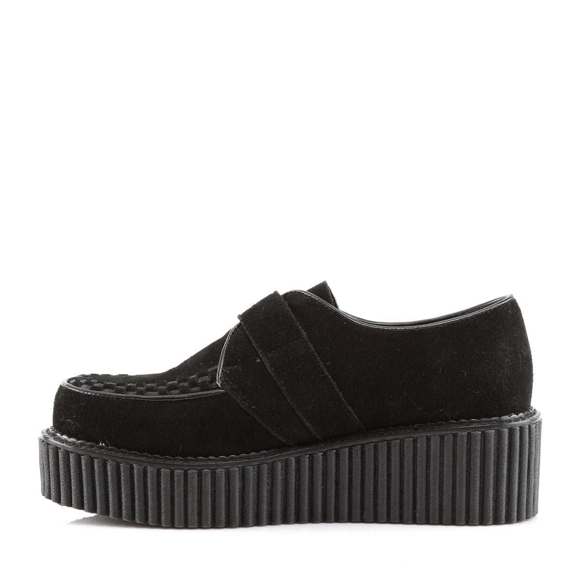 DemoniaCult Chaussure basse des femmes CREEPER-118 BLK Suede végétalien