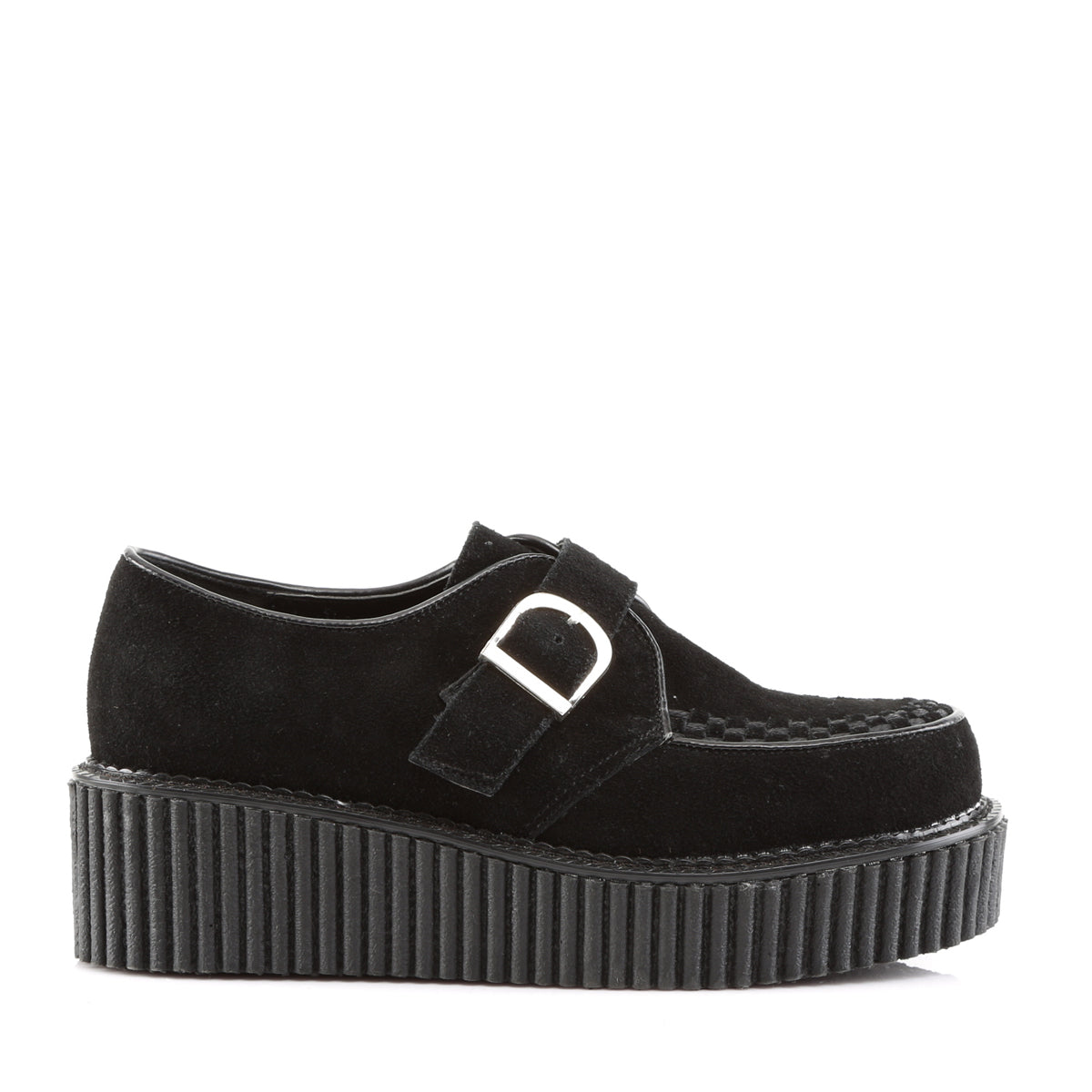 DemoniaCult Chaussure basse des femmes CREEPER-118 BLK Suede végétalien