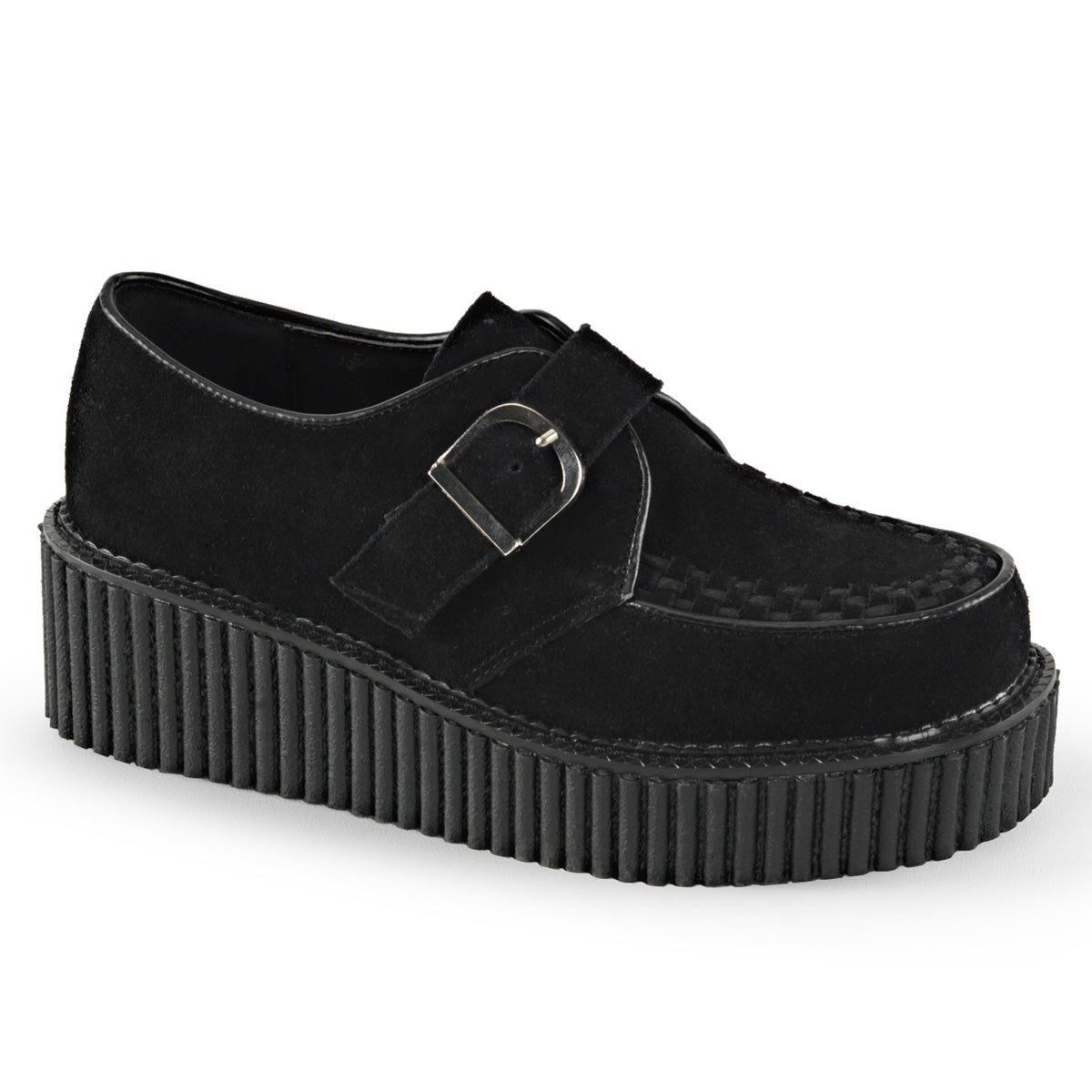DemoniaCult Chaussure basse des femmes CREEPER-118 BLK Suede végétalien