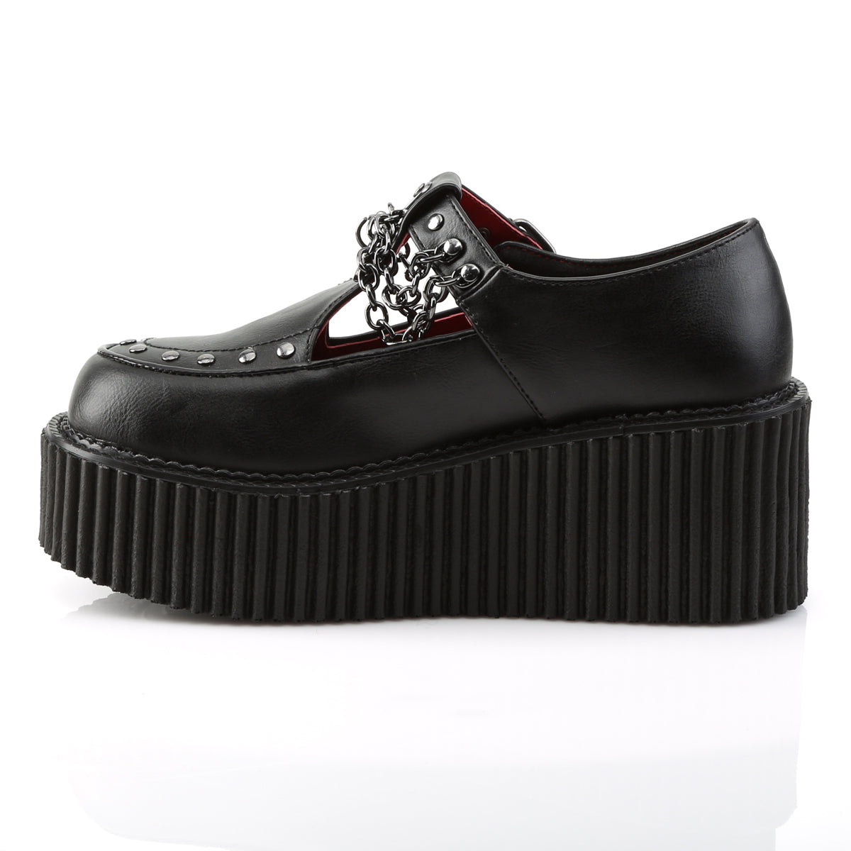 DemoniaCult Womens Low Shoe CREEPER-215 Blk Vegan Leather