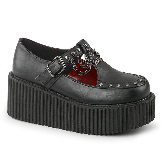 DemoniaCult Chaussure basse des femmes CREEPER-215 Cuir végétalien BLK