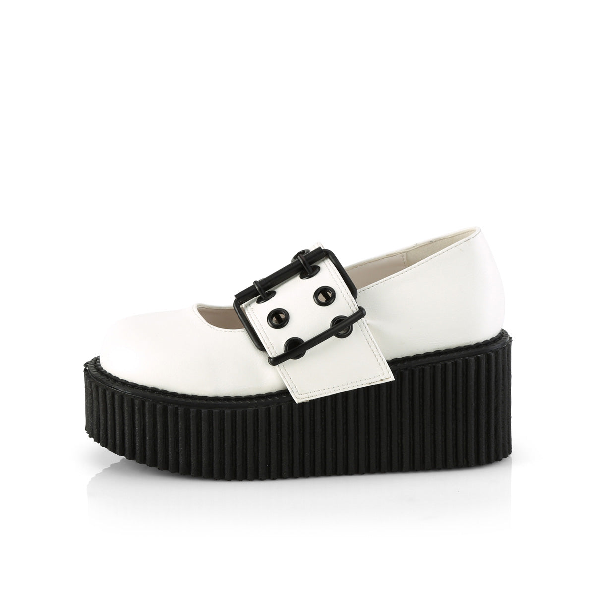 DemoniaCult Low Shoe CREEPER-230 Wht Vegan Leather