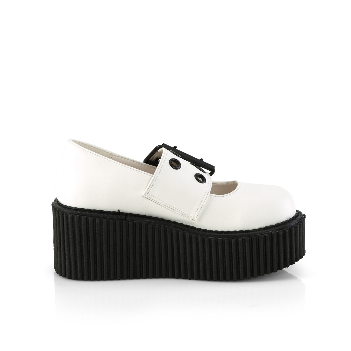 DemoniaCult Low Shoe CREEPER-230 Wht Vegan Leather
