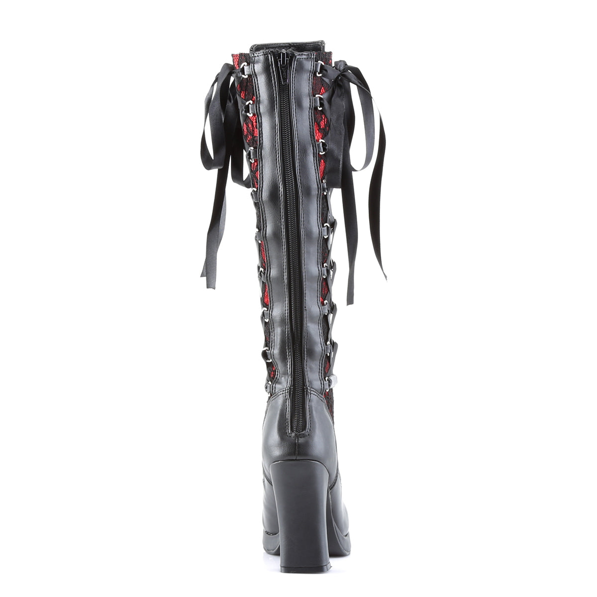 DemoniaCult Bottes de femmes CRYPTO-106 cuir végétalien BLK-rouge