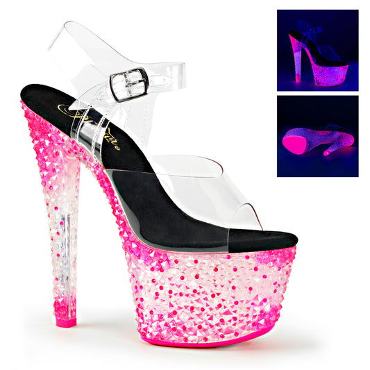 Pleaser Sandales pour femmes CRYSTALIZE-308ps CLR / néon glacé H. rose