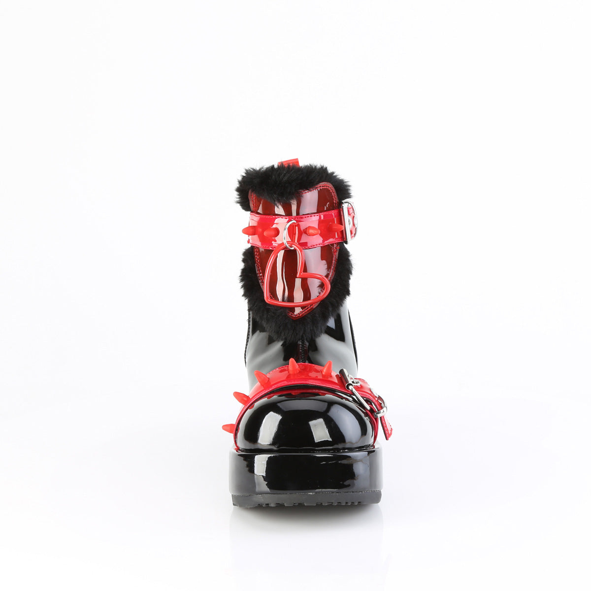 DemoniaCult Women's Ankle Boots CUBBY-57 Blk Pat-Red PVC