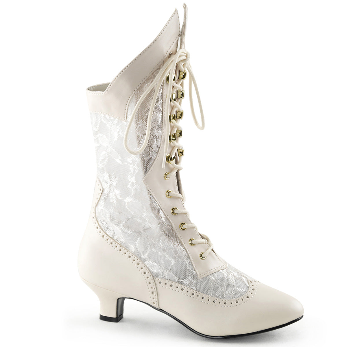 Funtasma Bottines pour femmes DAME-115 Ivory PU-Dentelle