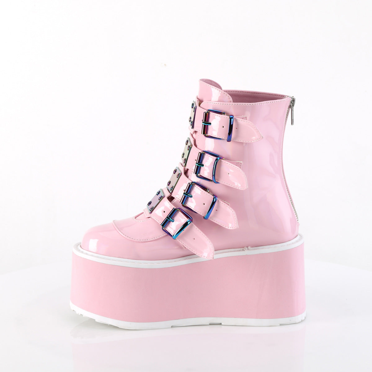 DemoniaCult Bottines DAMNED-105 B. Holo rose Pat