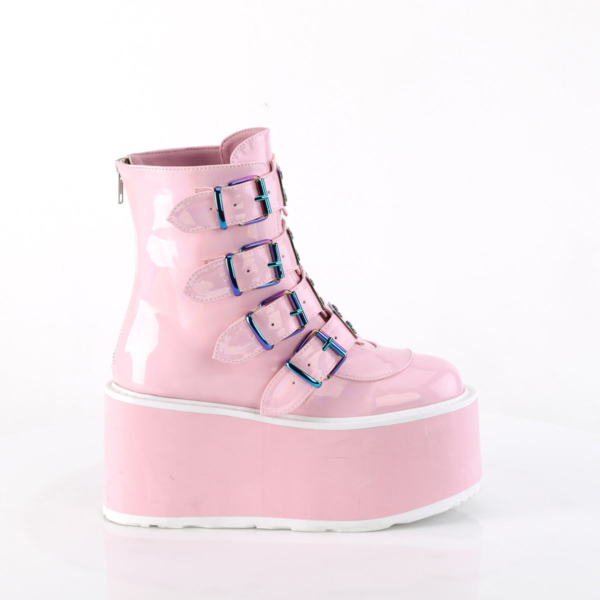DemoniaCult Bottines DAMNED-105 B. Holo rose Pat