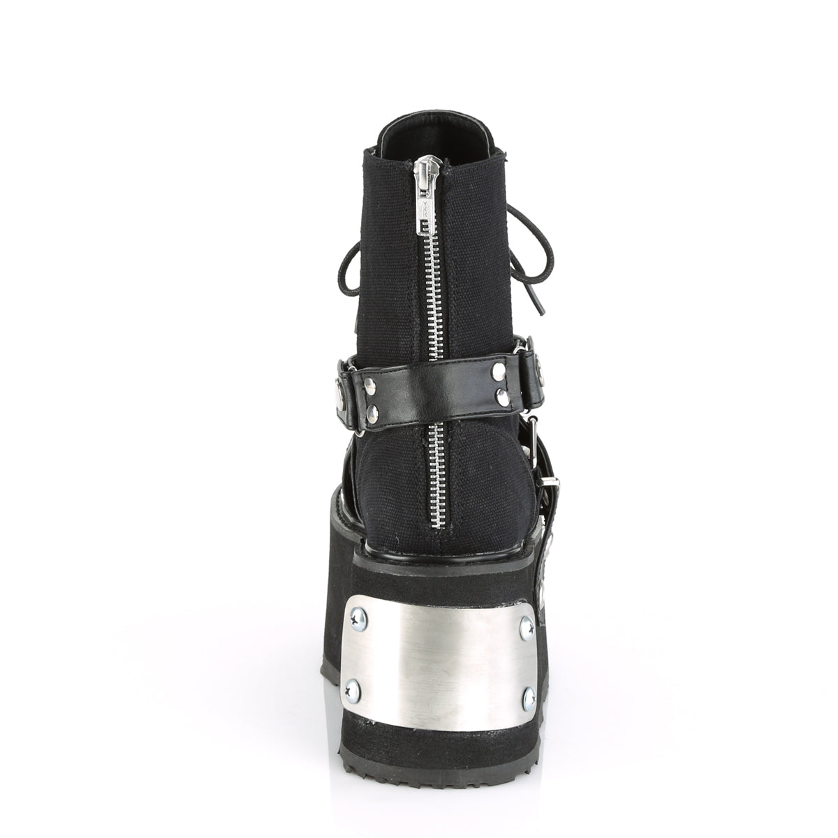 DemoniaCult Bottes de cheville des femmes DAMNED-116 Cuir Vegan Blk en toile