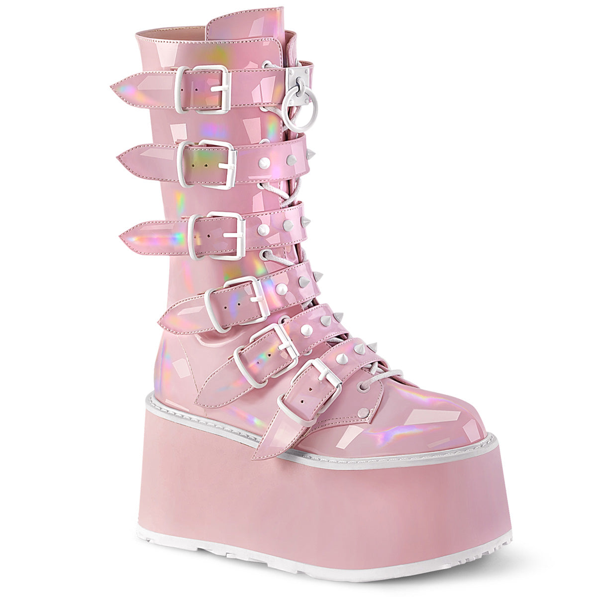 DemoniaCult Boots DAMNED-225 B. Pink Holo Pat