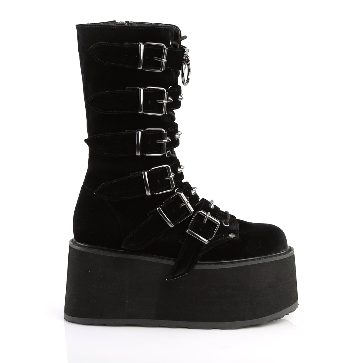 DemoniaCult Bottes de femmes DAMNED-225 Blk Velvet