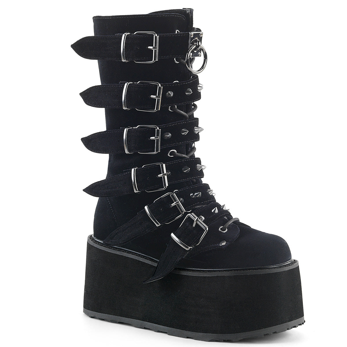 DemoniaCult Bottes de femmes DAMNED-225 Blk Velvet