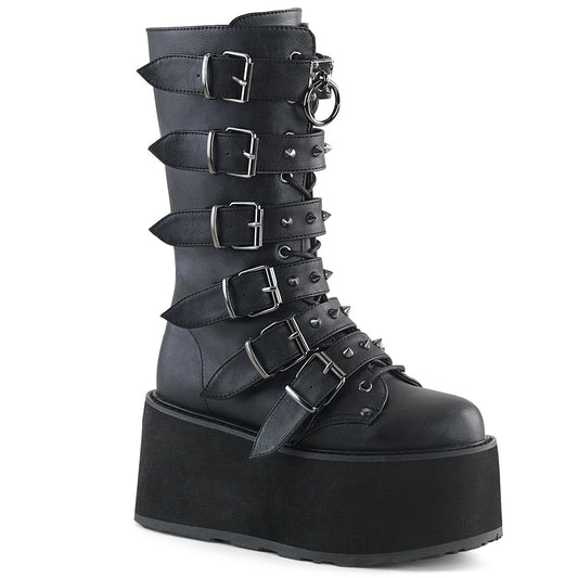 DemoniaCult Bottes de femmes DAMNED-225 Cuir végétalien BLK