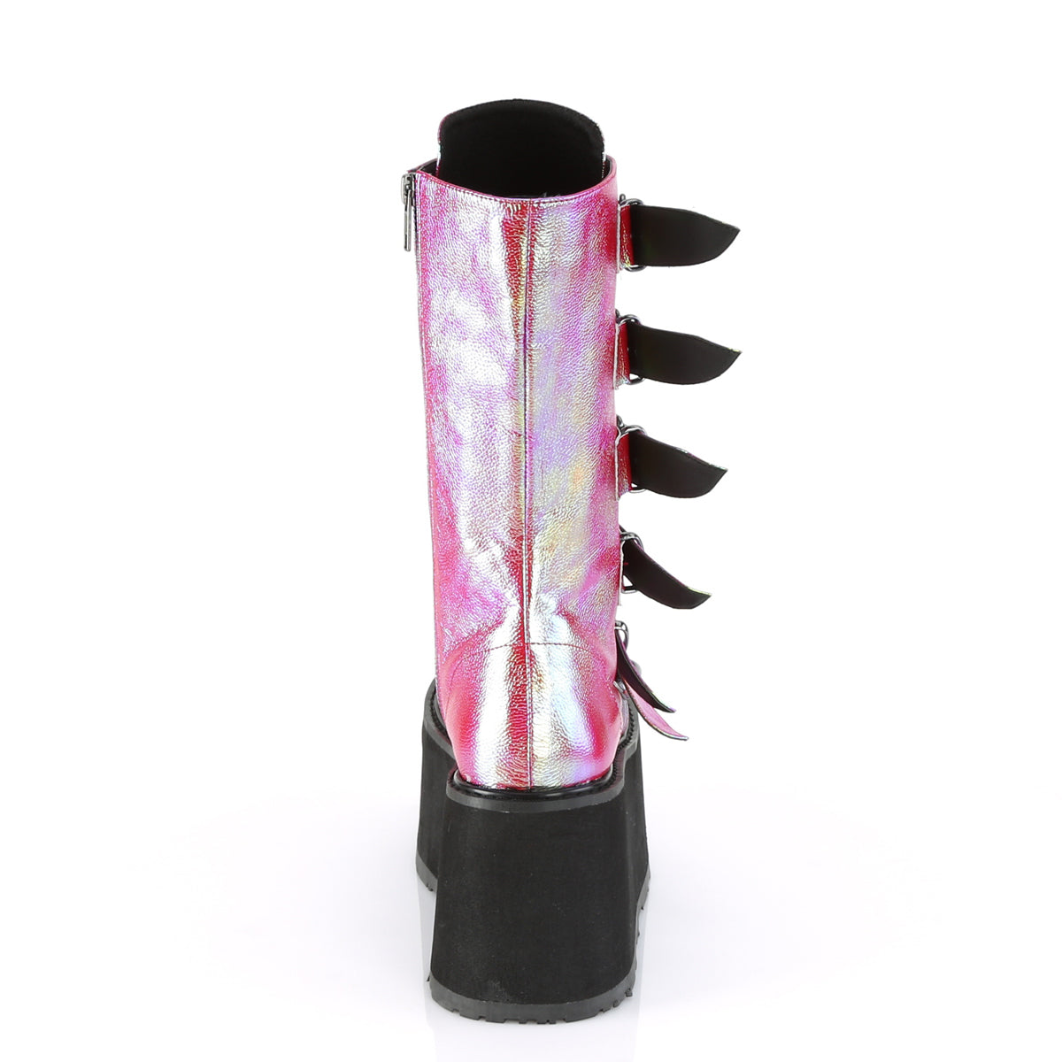 DemoniaCult Womens DAMNED-225 Pink-Green Iridescent Vegan Leather