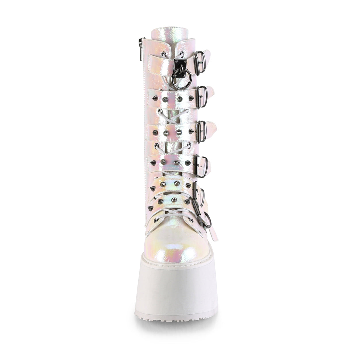 DemoniaCult Bottes de femmes DAMNED-225 cuir végétalien irisé perlé