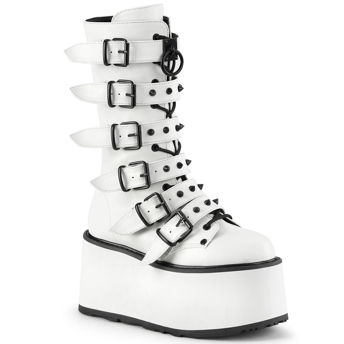 DemoniaCult Boots DAMNED-225 Wht Vegan Leather