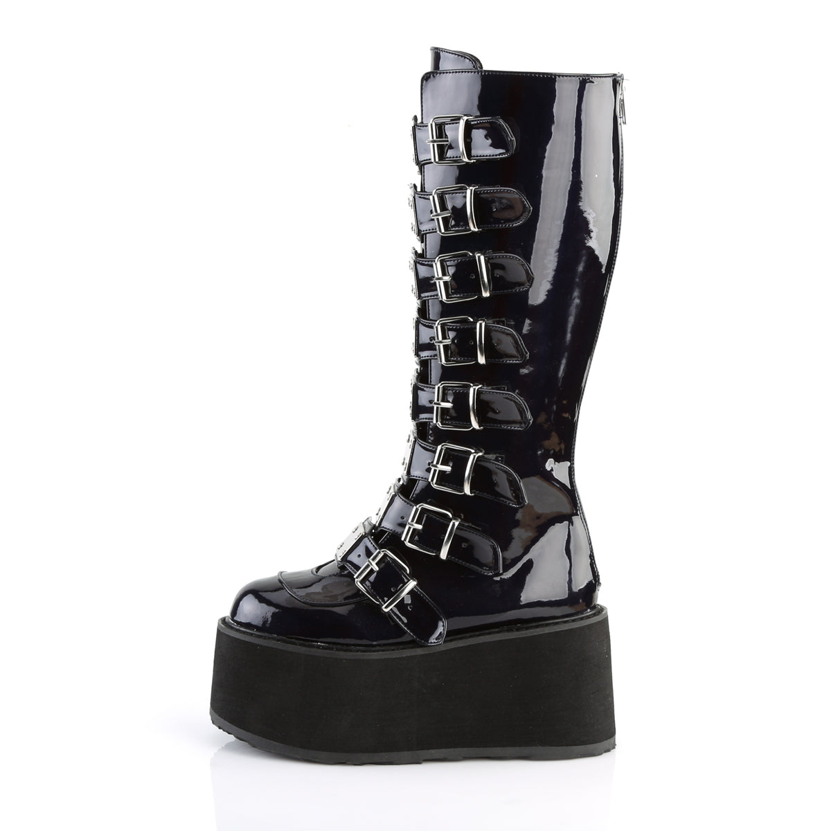 DemoniaCult Bottes de femmes DAMNED-318 Cuir végétalien Blk Hologram