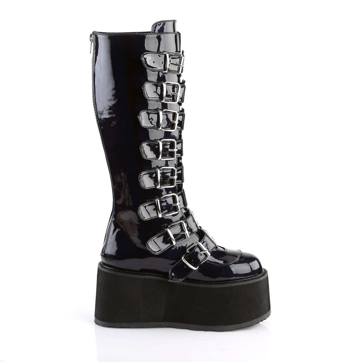 DemoniaCult Bottes de femmes DAMNED-318 Cuir végétalien Blk Hologram