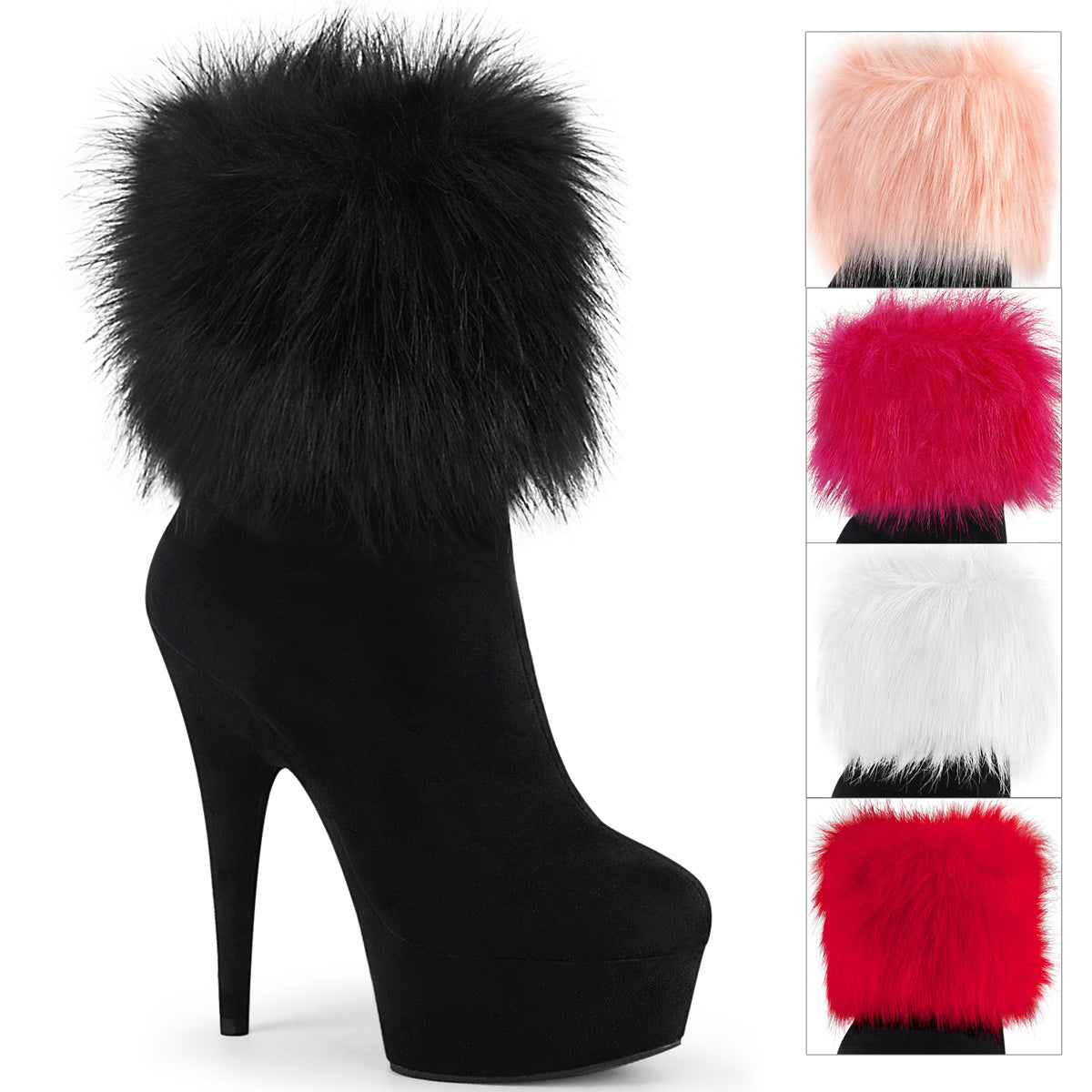 Pleaser Bottines pour femmes DELIGHT-1000 BLK FAUX SUDE / BLK FAUX SUDE