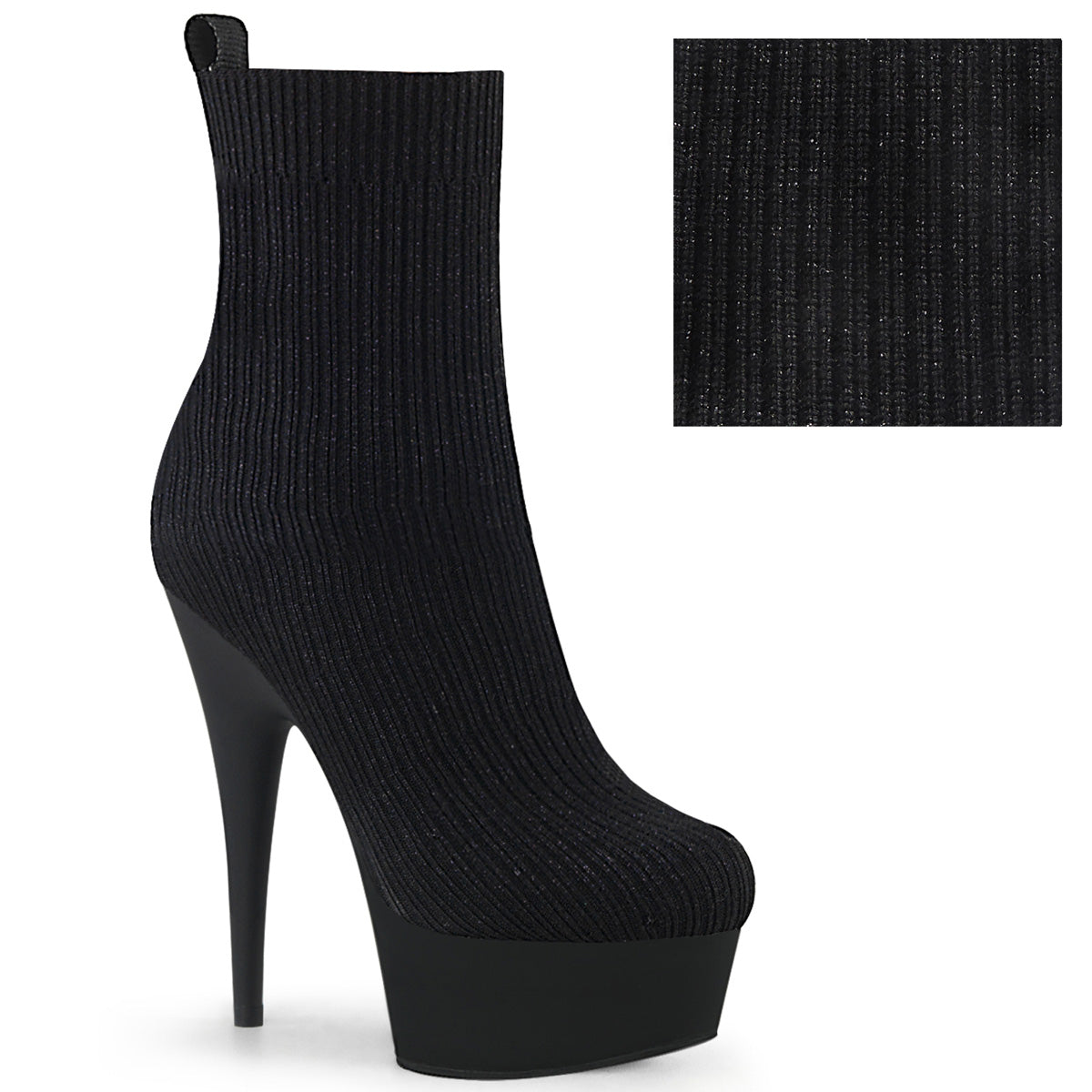 Pleaser Bottines pour femmes DELIGHT-1002-2 Blk Tableau tricoté / Blk Matte