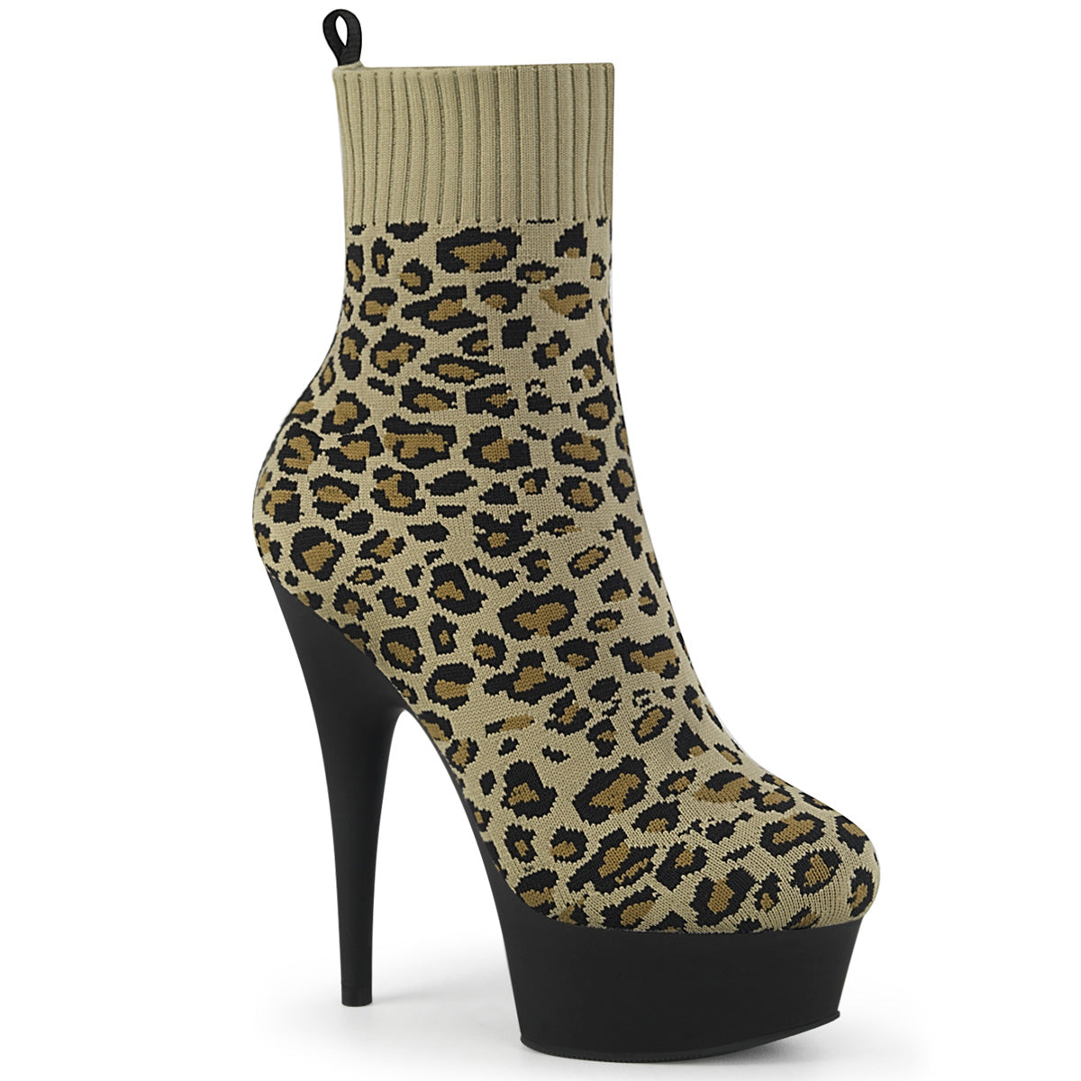 Pleaser Bottines pour femmes DELIGHT-1002LP TAN STR. Tissu d'impression léopard / blk mat