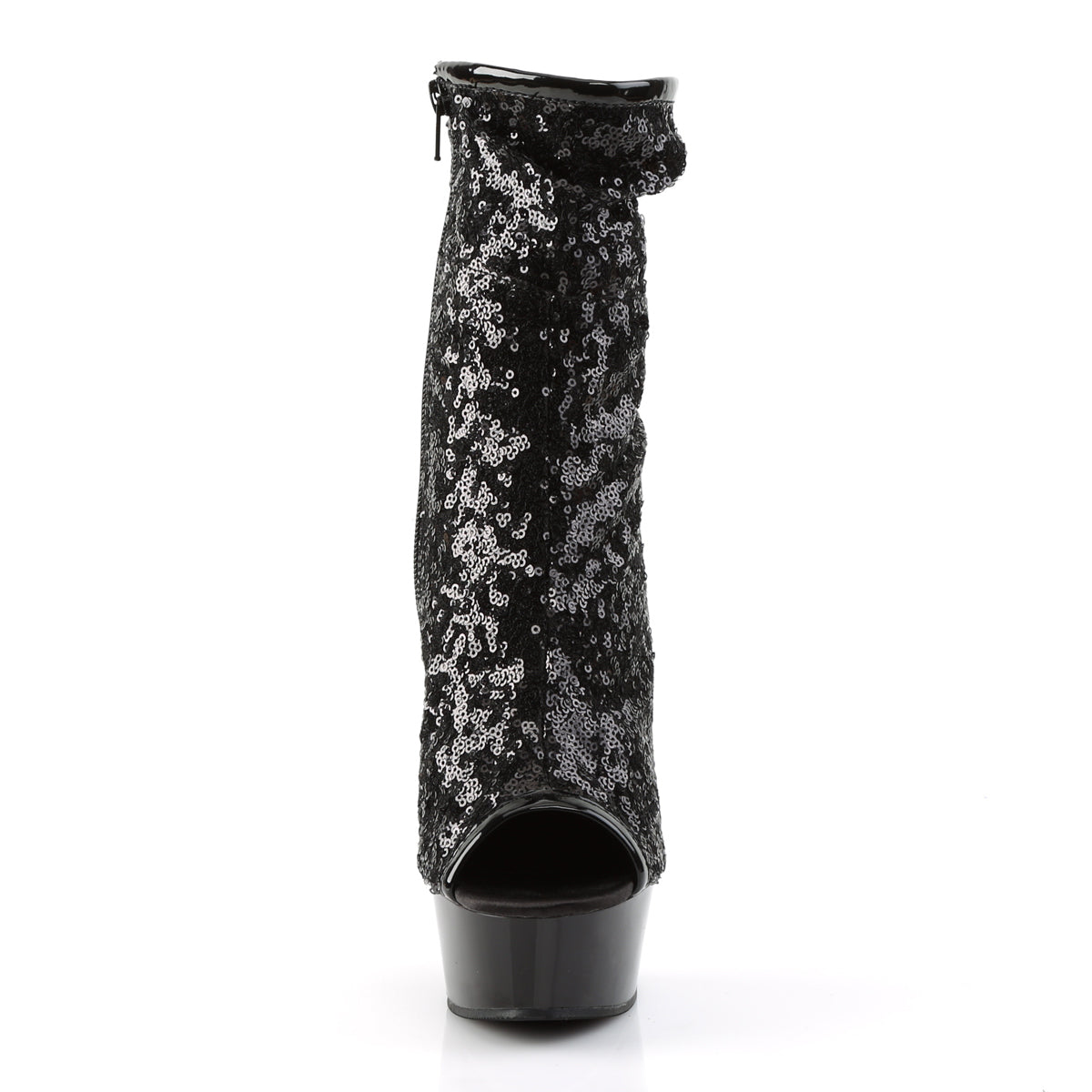 Pleaser Bottines pour femmes DELIGHT-1008SQ Blk paillettes / chrome de l'étain noir