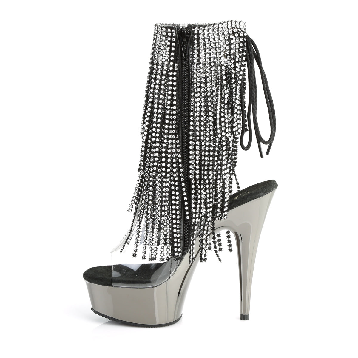 Pleaser Bottines pour femmes DELIGHT-1017RSF CLR-BLK / SUCCOM en étain chrome