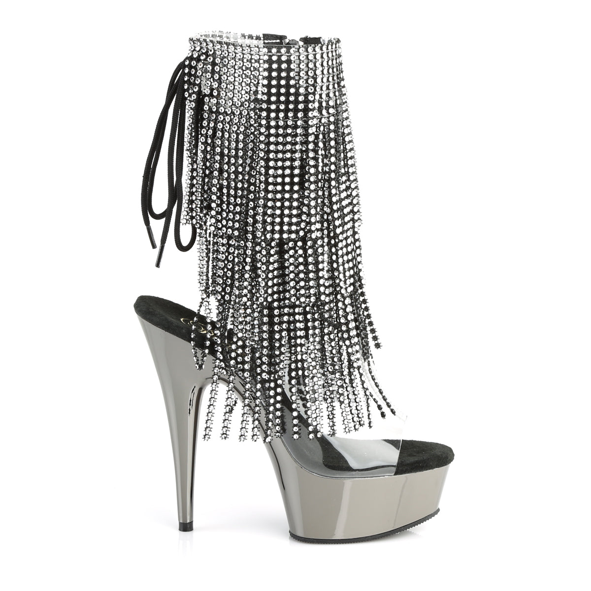 Pleaser Bottines pour femmes DELIGHT-1017RSF CLR-BLK / SUCCOM en étain chrome