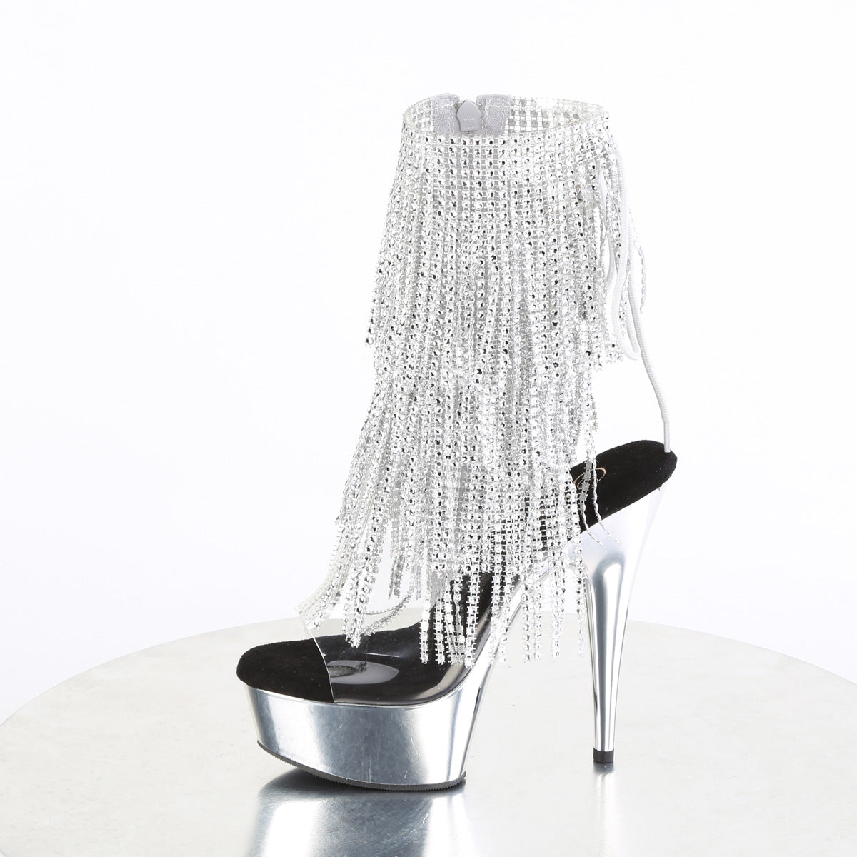 Pleaser Womens Ankle Boots DELIGHT-1017RSF Clr-Slv/Slv Chrome