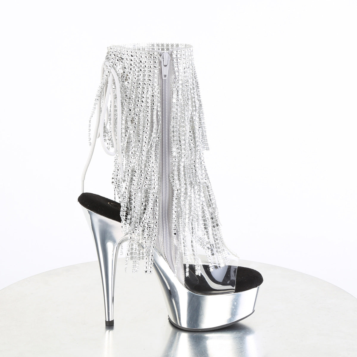 Pleaser Womens Ankle Boots DELIGHT-1017RSF Clr-Slv/Slv Chrome