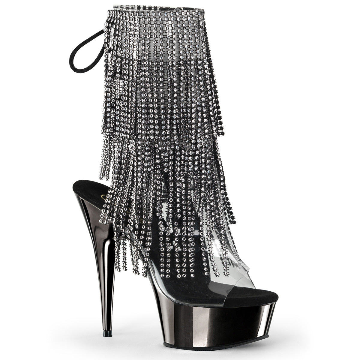 Pleaser Bottines pour femmes DELIGHT-1017RSF CLR-BLK / SUCCOM en étain chrome
