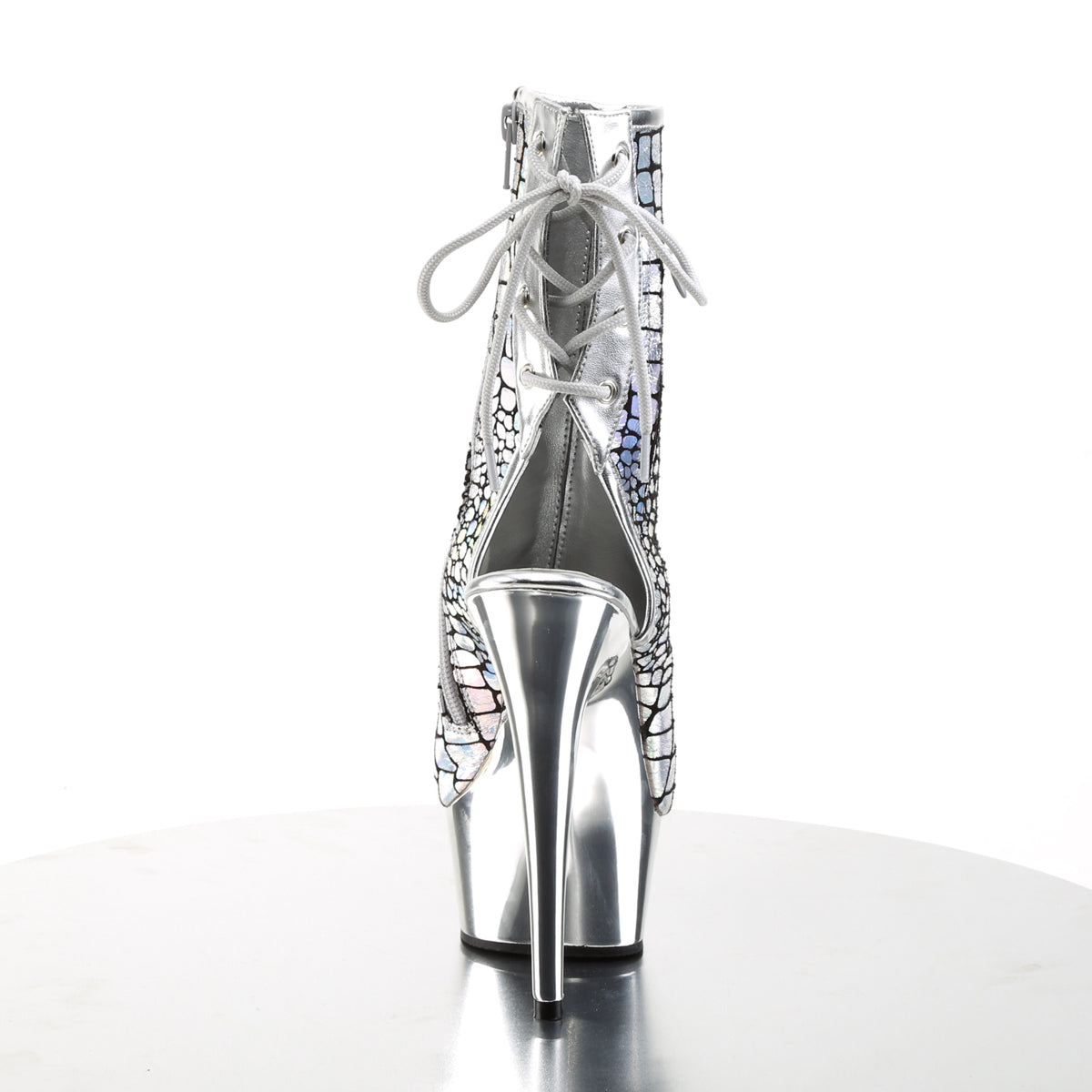 Pleaser Bottes de cheville des femmes DELIGHT-1018hg hologramme slv d'autruche pu / slv chrome