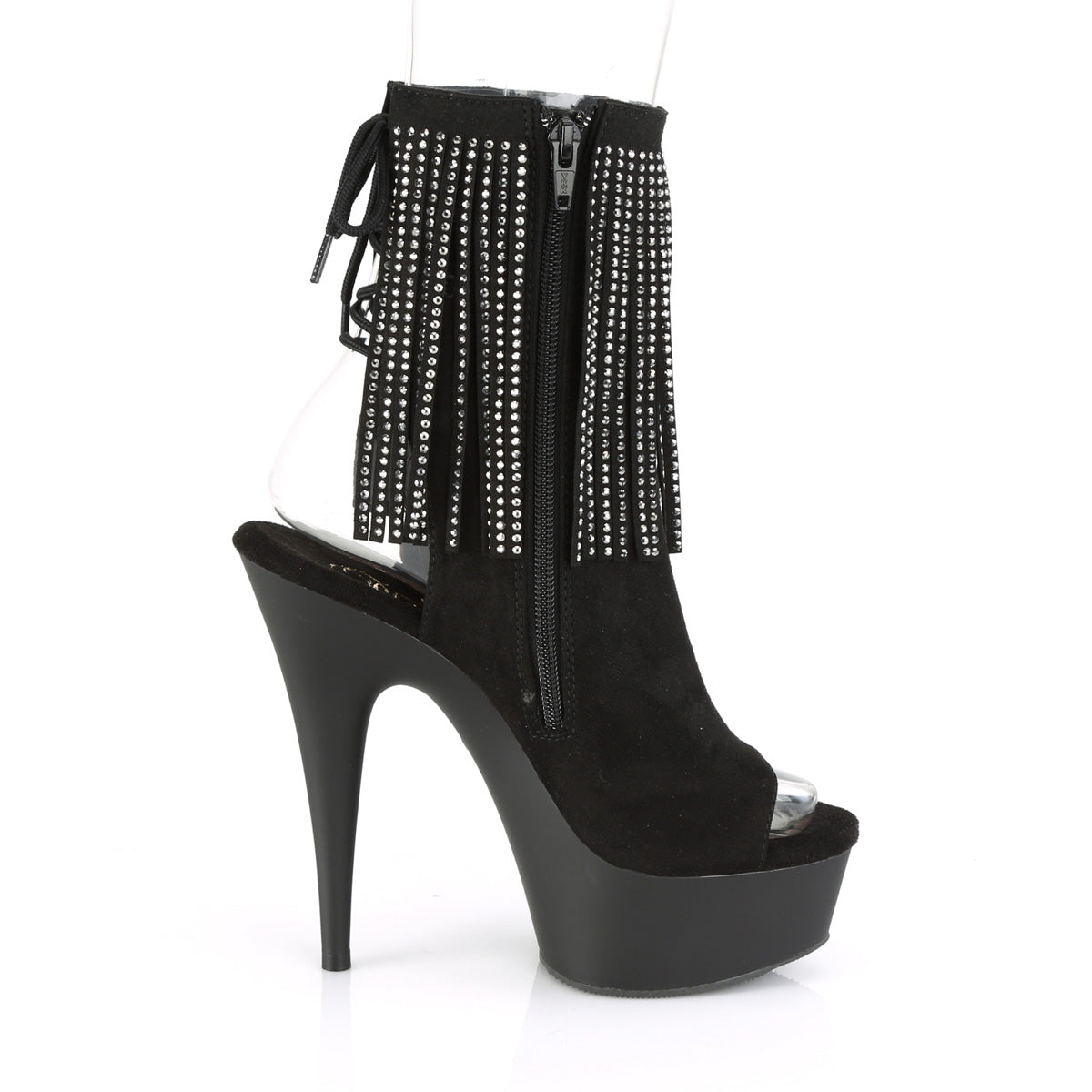 Pleaser Bottines pour femmes DELIGHT-1018RSF BLK FAUX SUDE / BLK MATTE