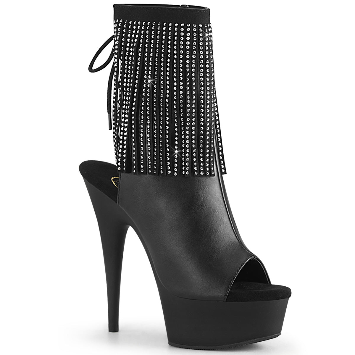 Pleaser Bottines pour femmes DELIGHT-1018RSF BLK FAUX CUIR / BLK MATTE
