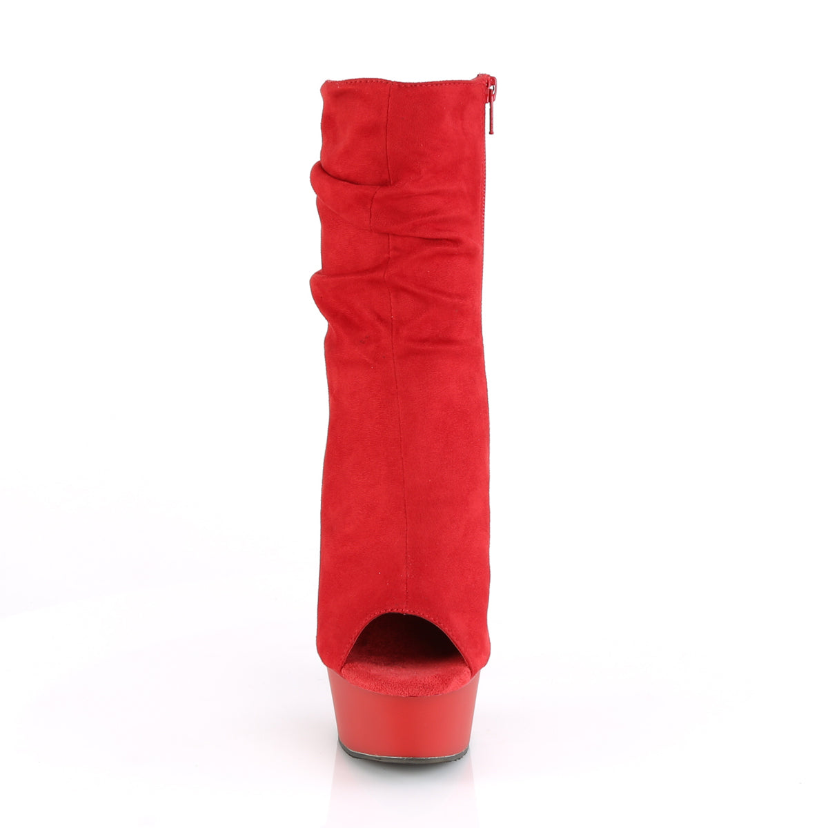 Pleaser Womens Ankle Boots DELIGHT-1031 Red Faux Suede/Red Matte