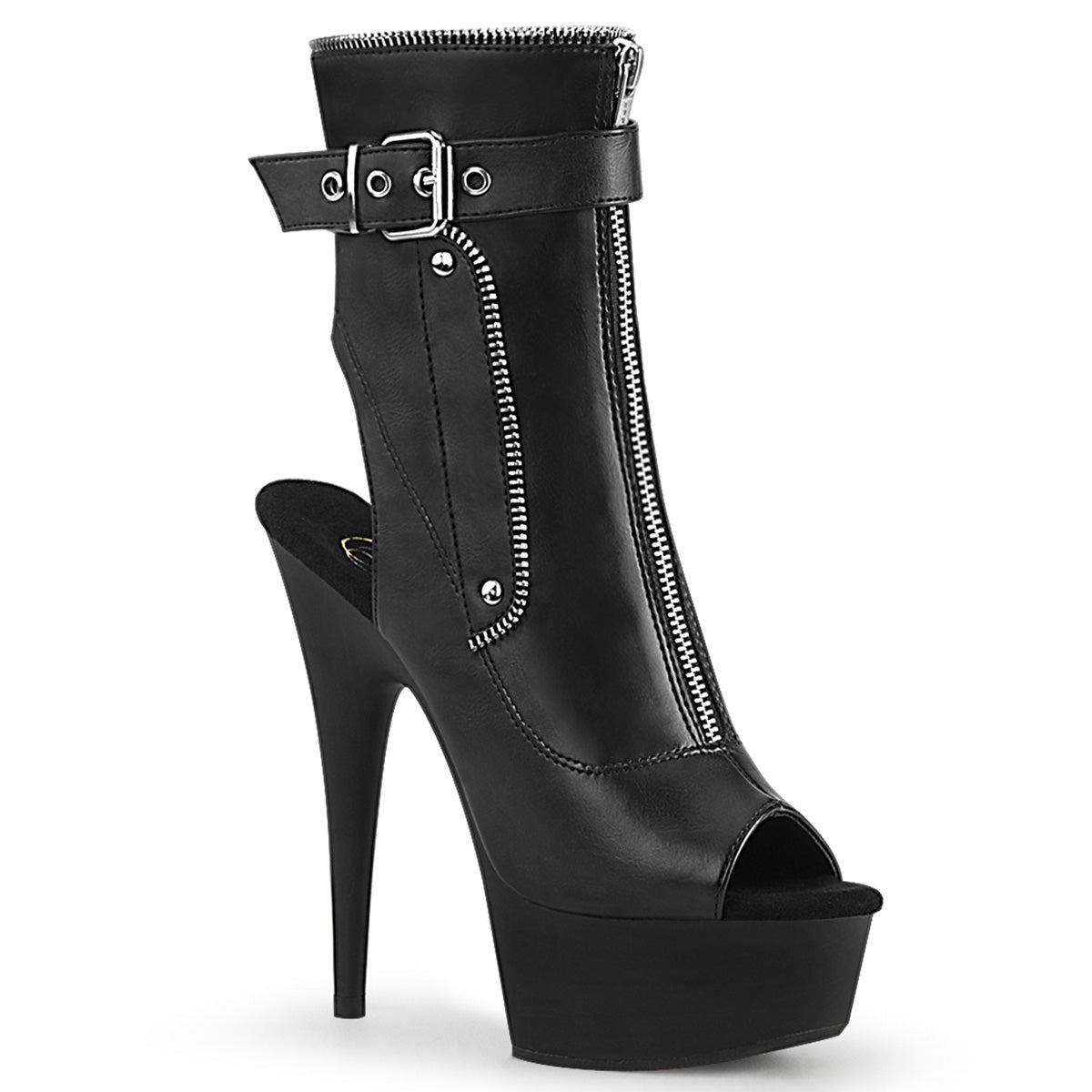 Pleaser Bottines pour femmes DELIGHT-1035 Blk Faux Cuir / Blk Matte