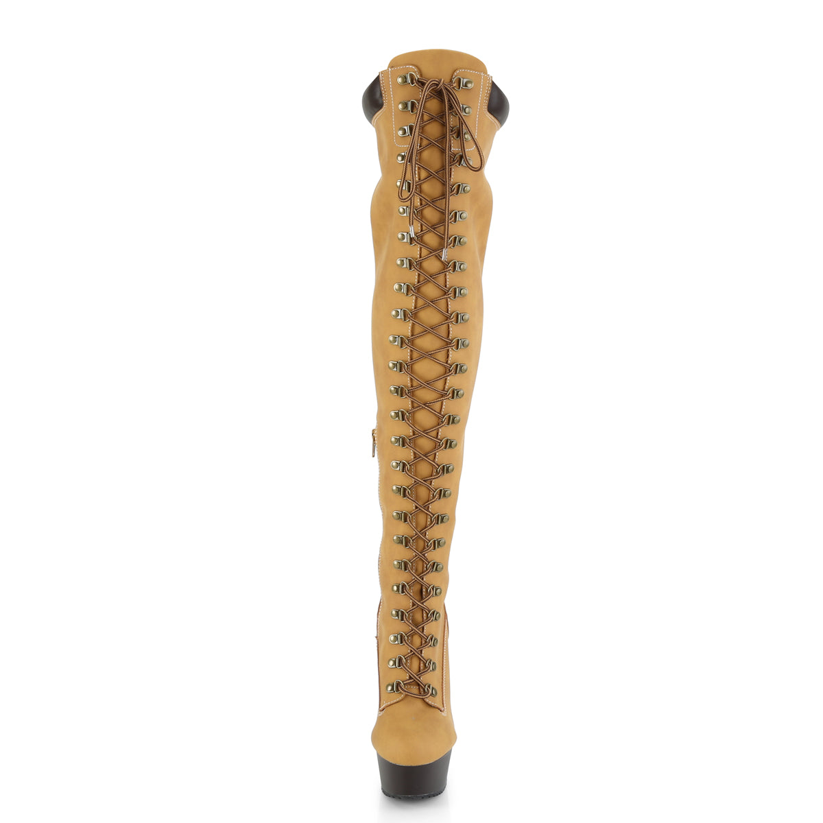 Pleaser Bottes pour femmes DELIGHT-3000tl Tan Nubuck Faux Cuir / Dark Brown Matte